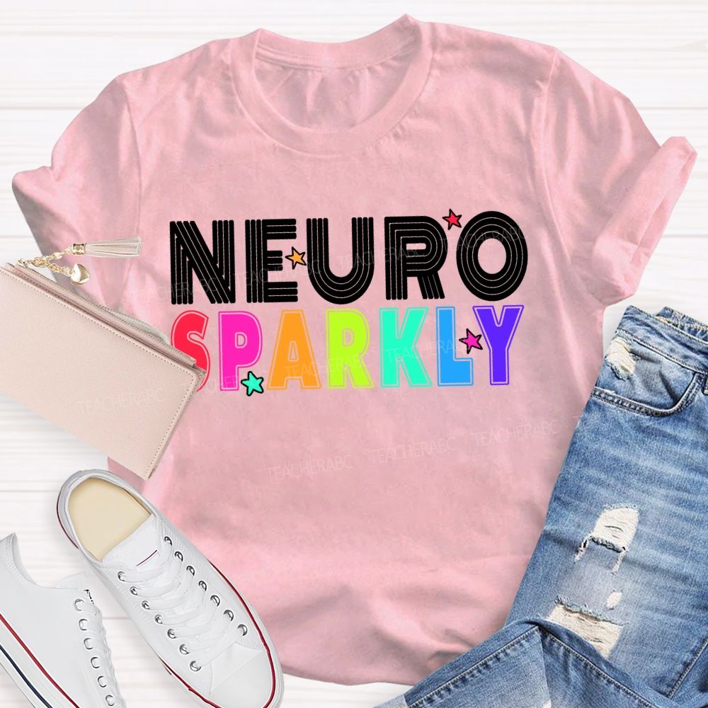 Neuro Sparkly Colored Fonts And Stars T-shirt
