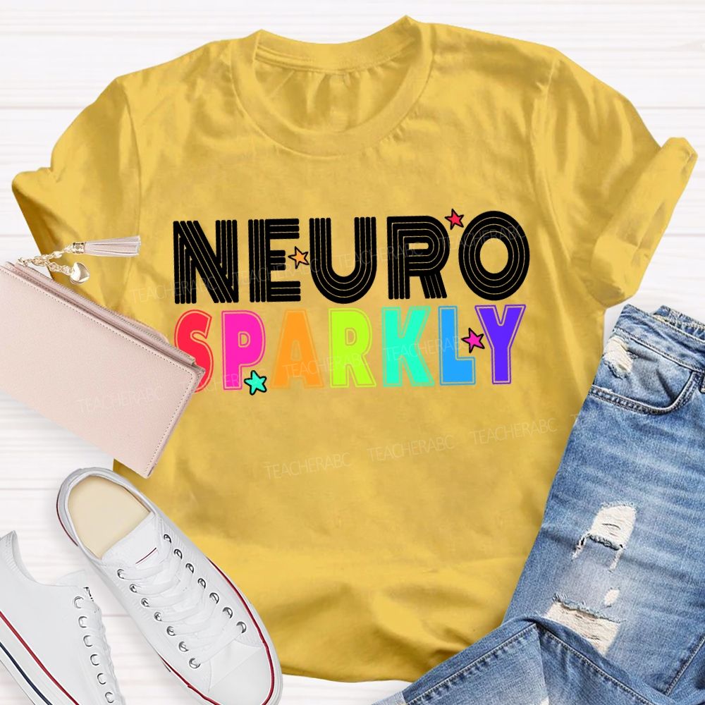 Neuro Sparkly Colored Fonts And Stars T-shirt
