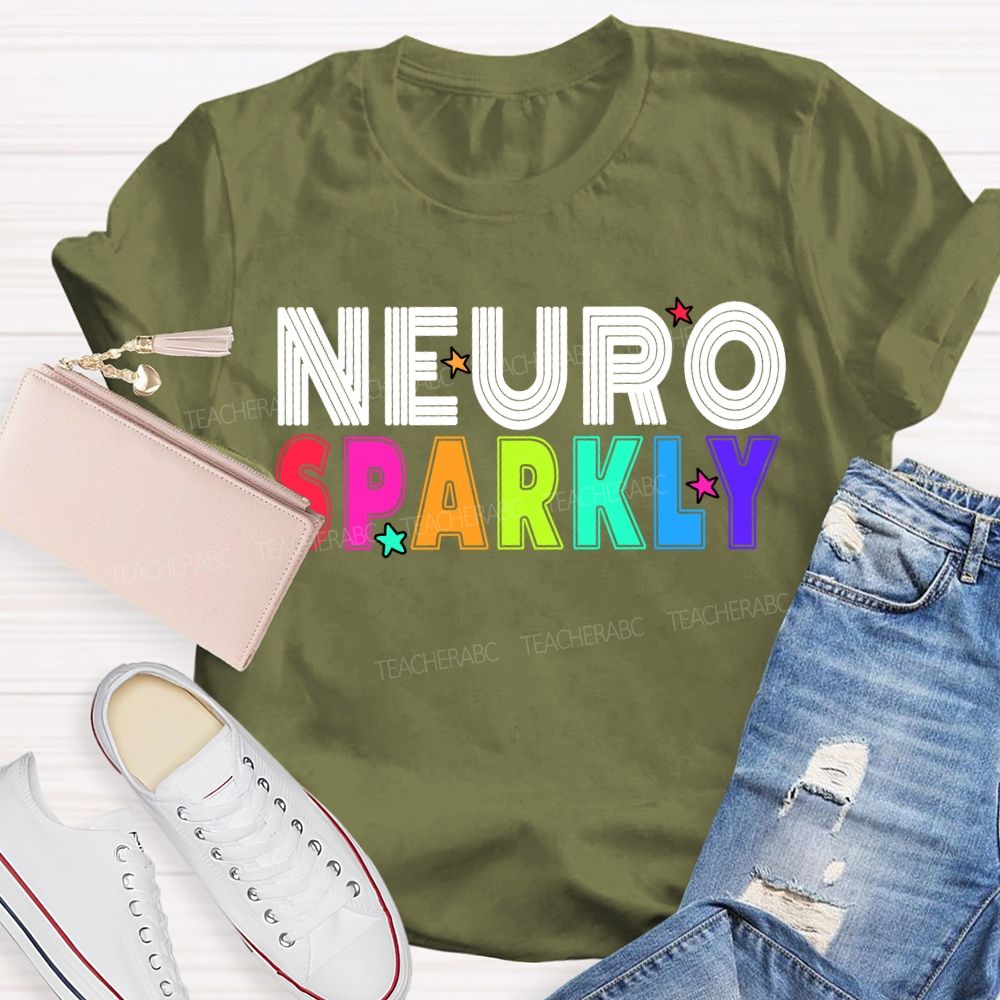 Neuro Sparkly Colored Fonts And Stars T-shirt