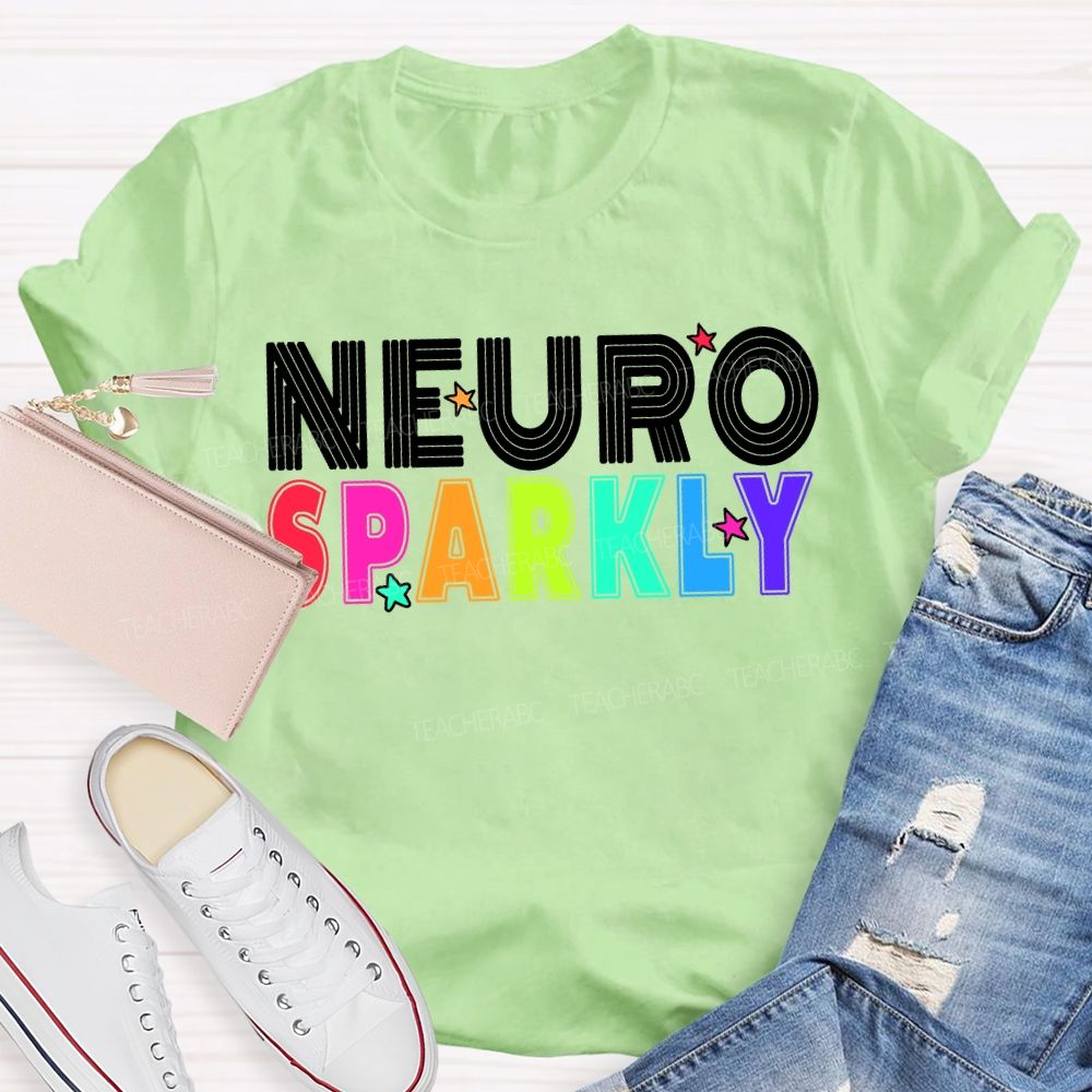 Neuro Sparkly Colored Fonts And Stars T-shirt