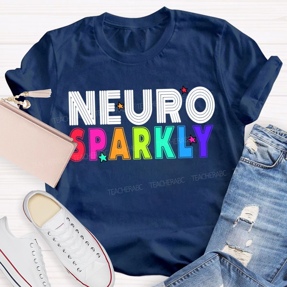 Neuro Sparkly Colored Fonts And Stars T-shirt