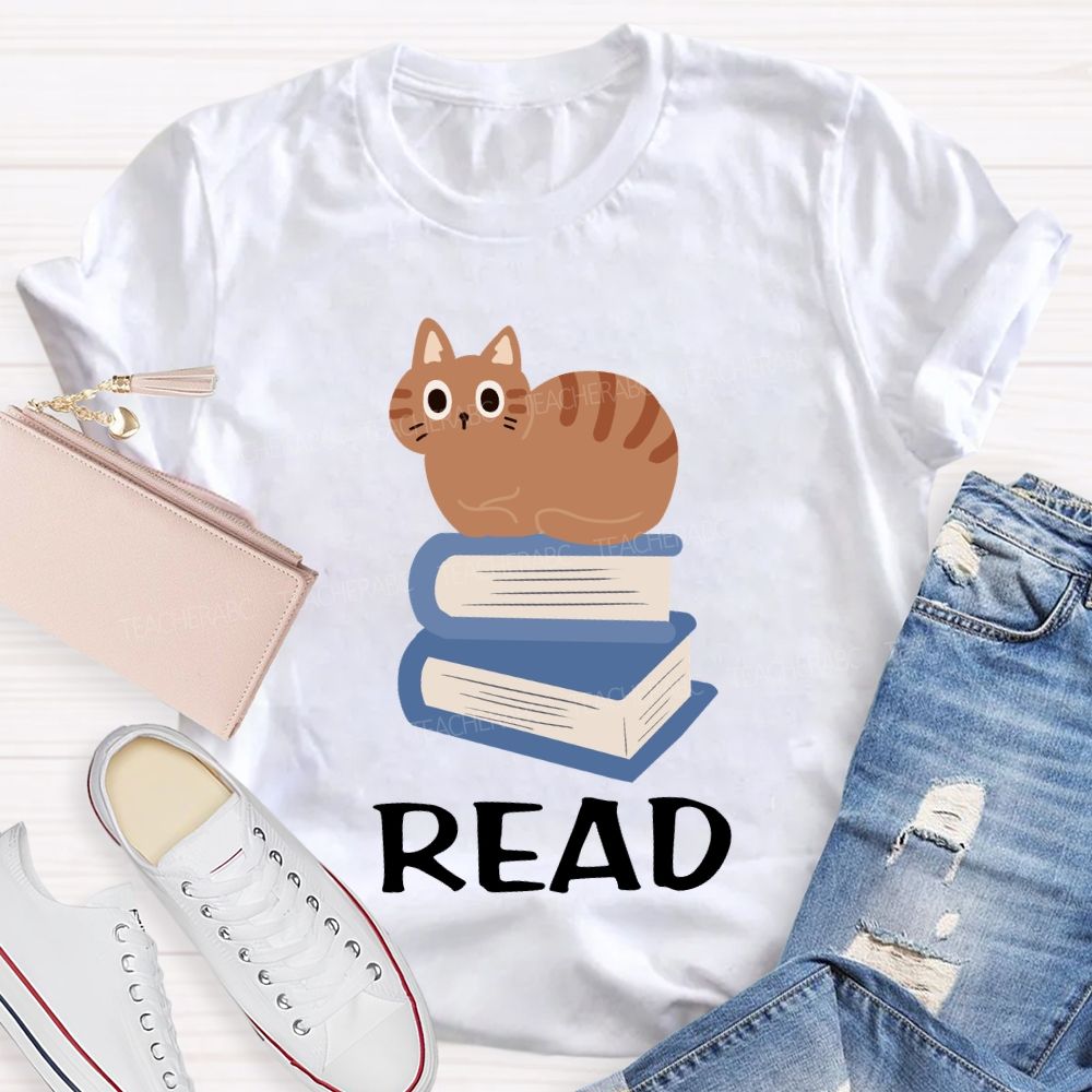 Read And Pet Cats Colored Books T-shirt