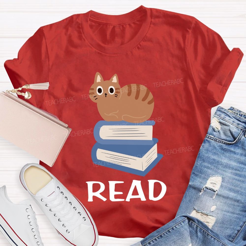 Read And Pet Cats Colored Books T-shirt