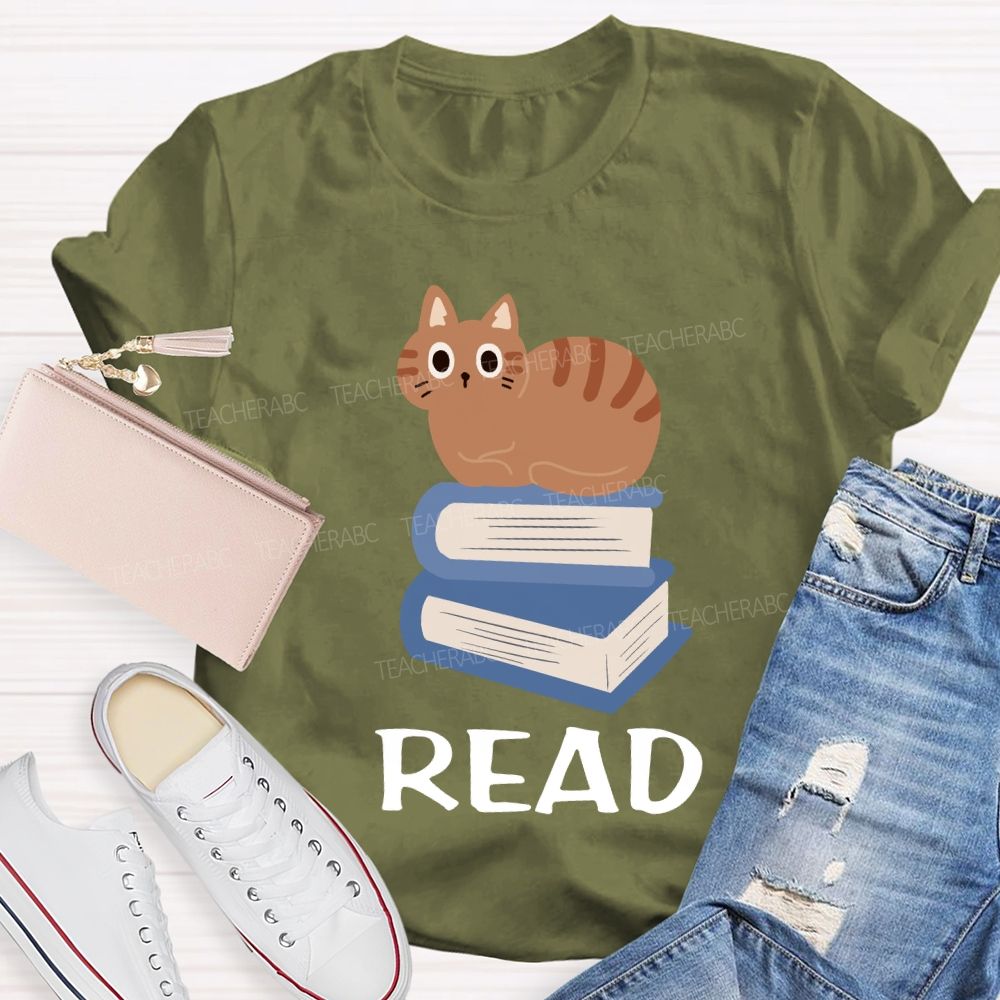 Read And Pet Cats Colored Books T-shirt