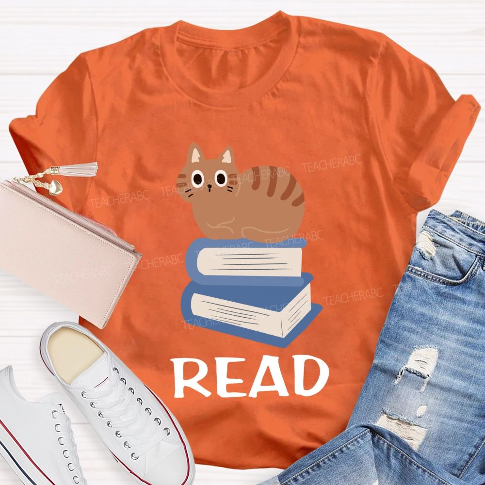 Read And Pet Cats Colored Books T-shirt