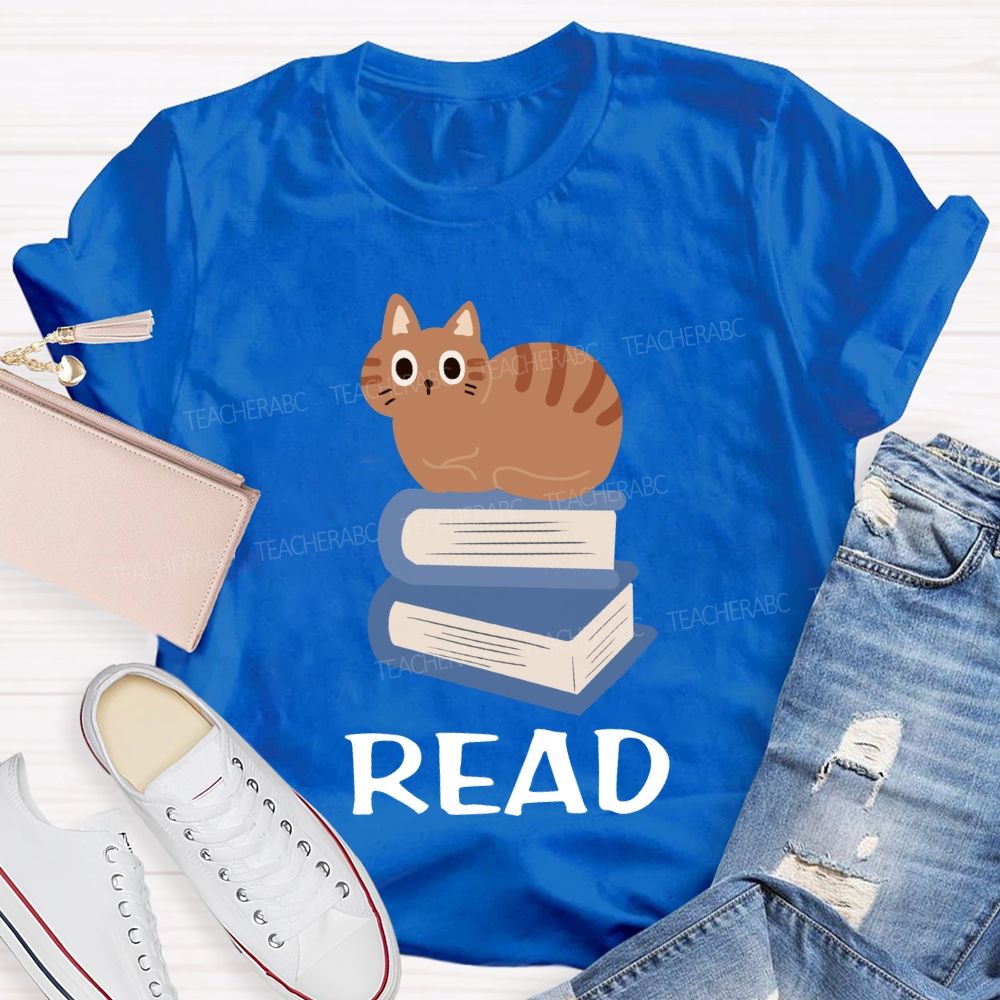 Read And Pet Cats Colored Books T-shirt