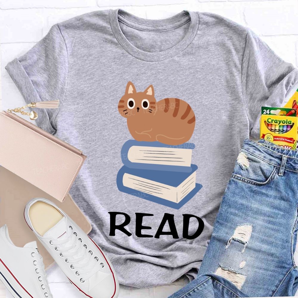 Read And Pet Cats Colored Books T-shirt