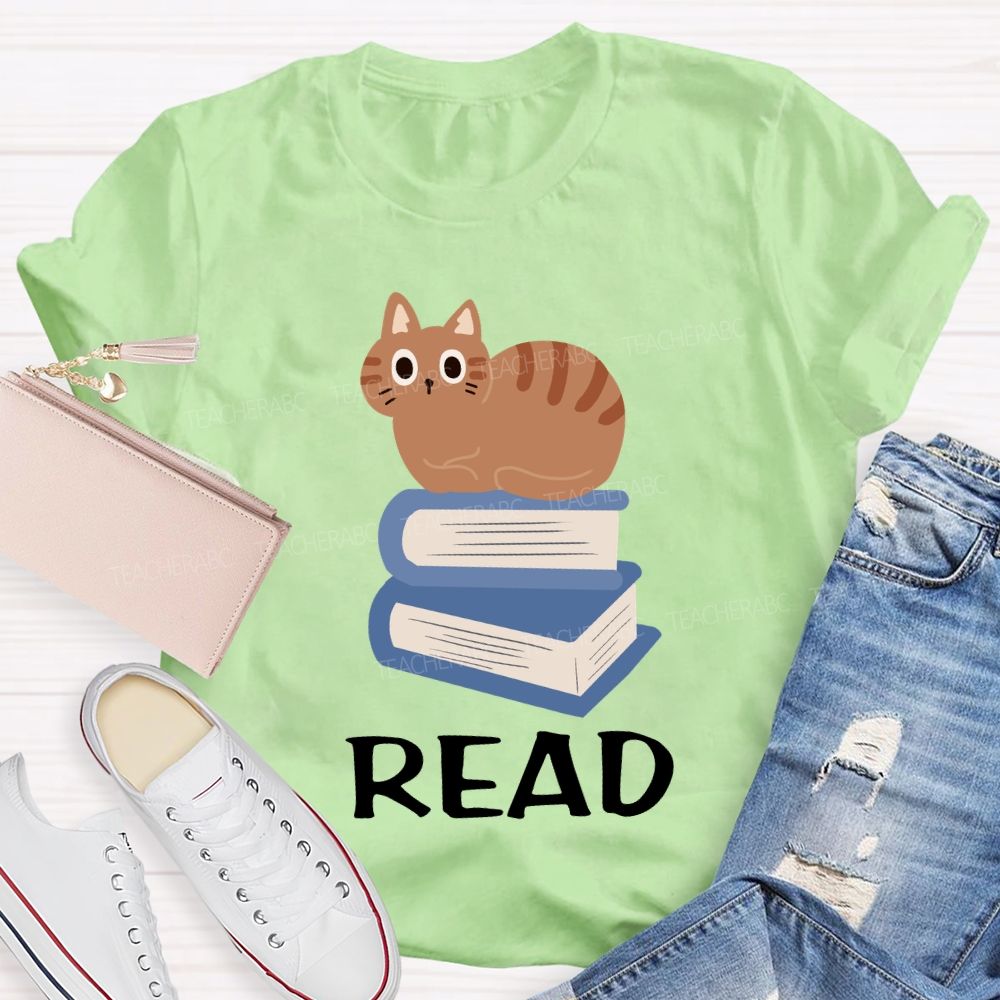Read And Pet Cats Colored Books T-shirt