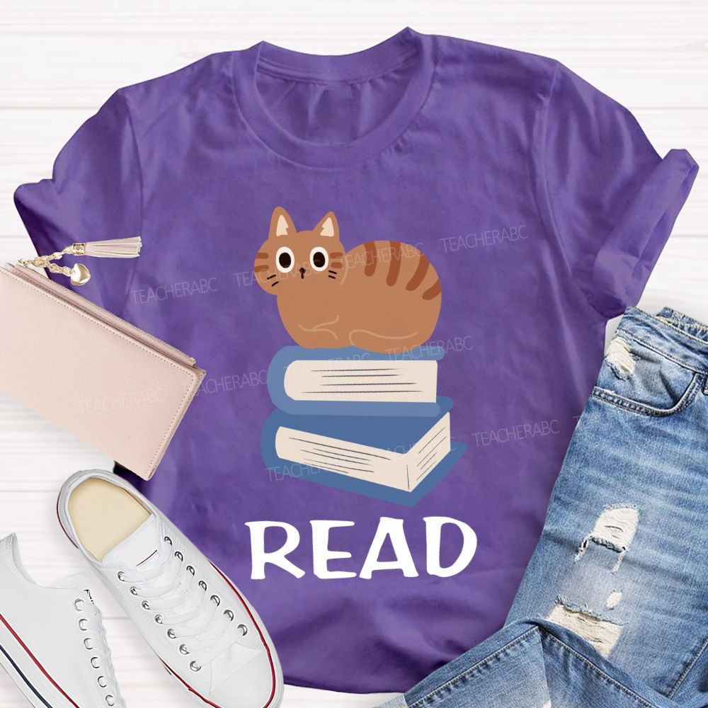 Read And Pet Cats Colored Books T-shirt