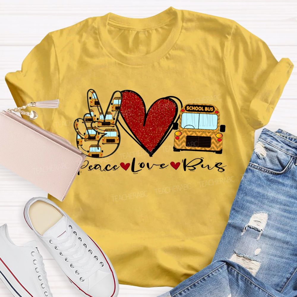 Peace Love School Bus Valentine'S Day T-shirt