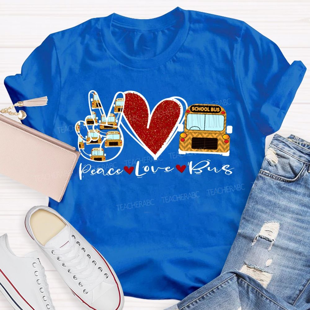 Peace Love School Bus Valentine'S Day T-shirt