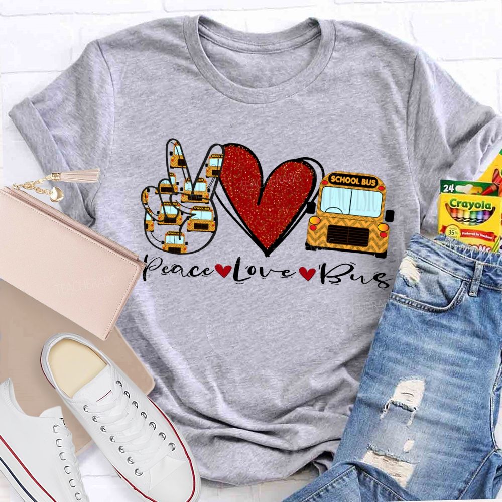 Peace Love School Bus Valentine'S Day T-shirt