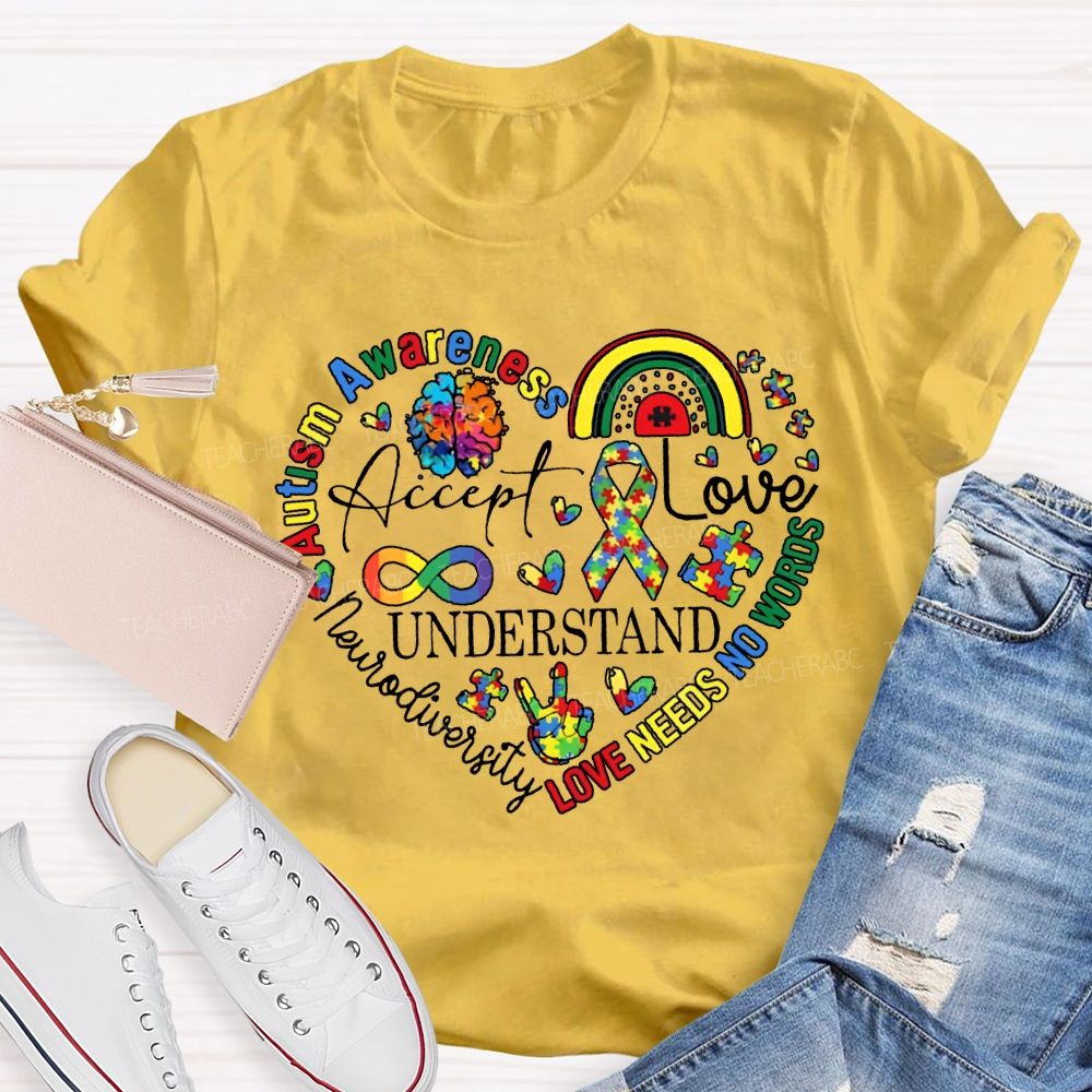 Accept Love Understand Autism Awareness Special Education T-shirt