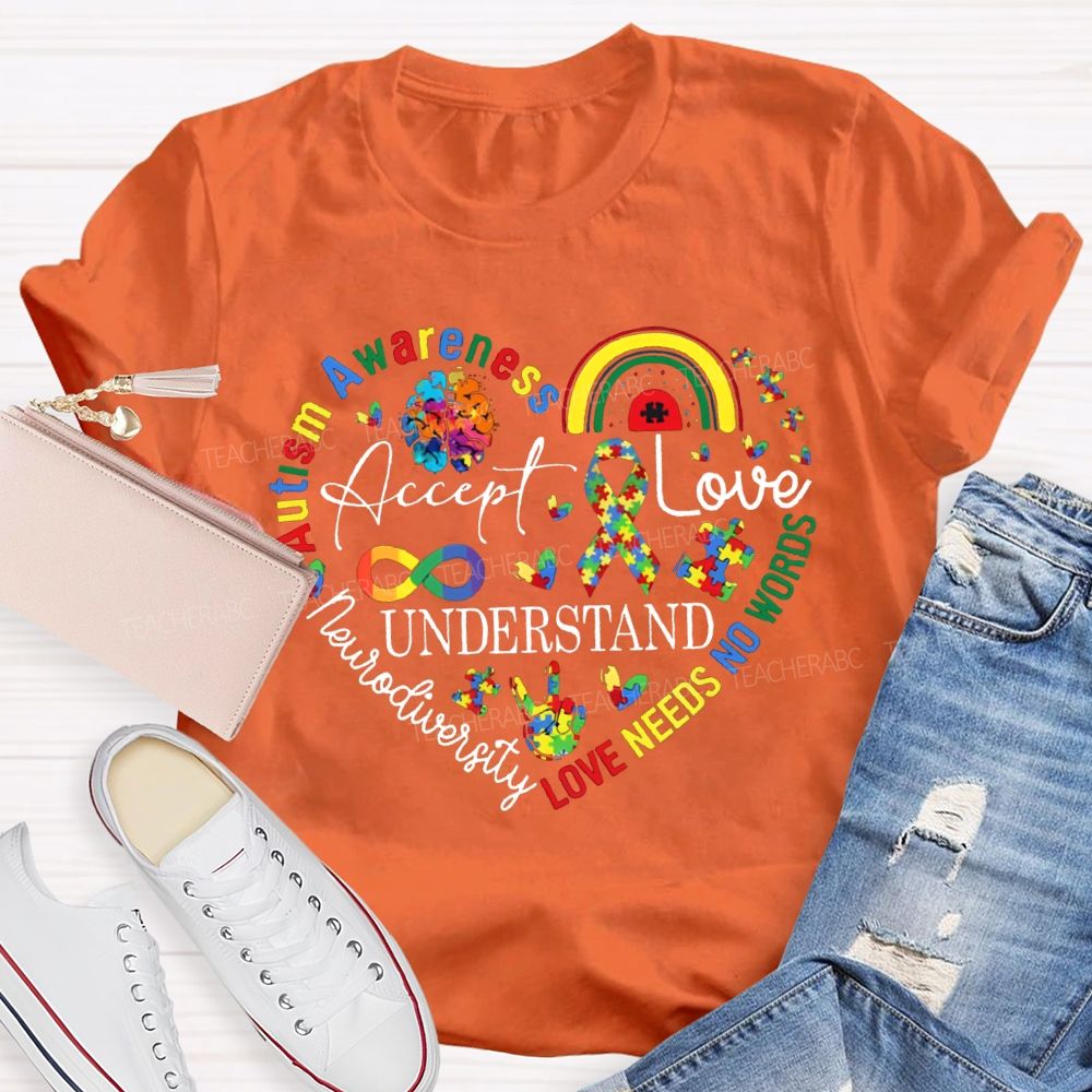 Accept Love Understand Autism Awareness Special Education T-shirt