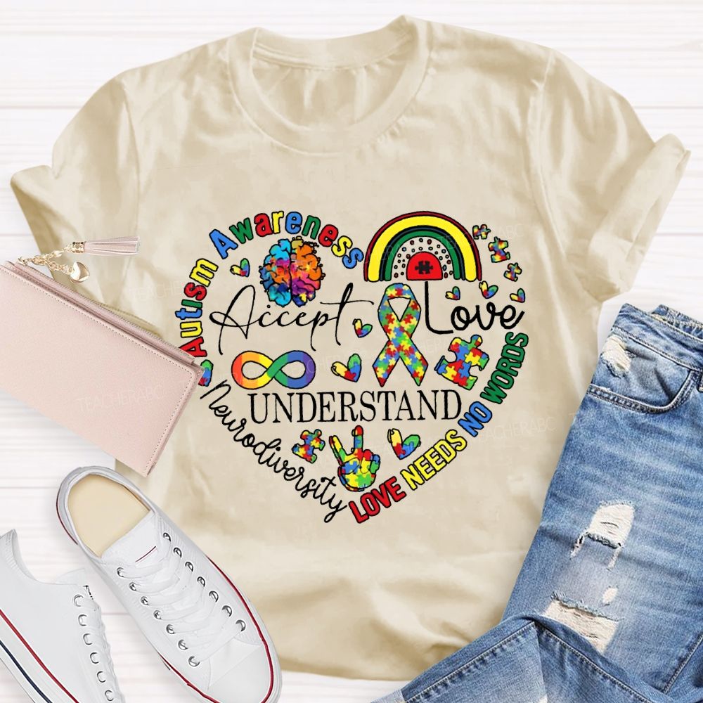 Accept Love Understand Autism Awareness Special Education T-shirt