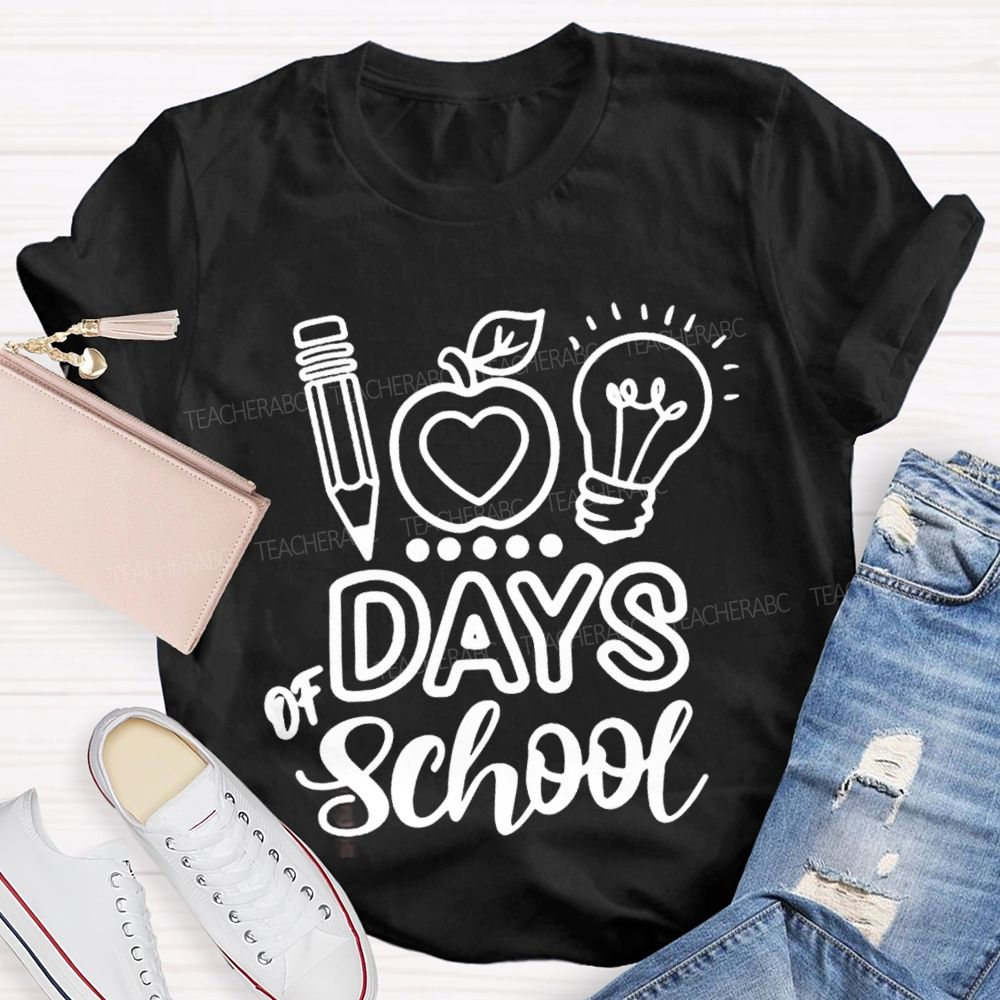 100 Days Of School Apple Bright T-shirt