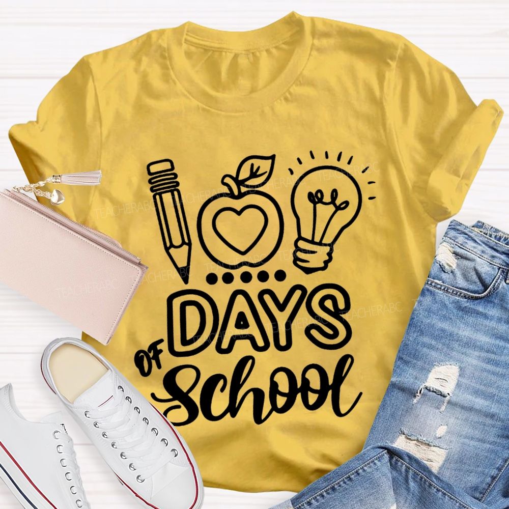 100 Days Of School Apple Bright T-shirt
