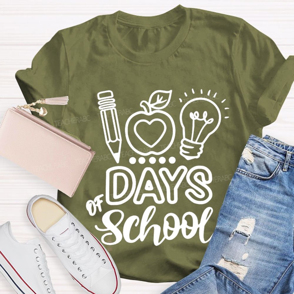 100 Days Of School Apple Bright T-shirt