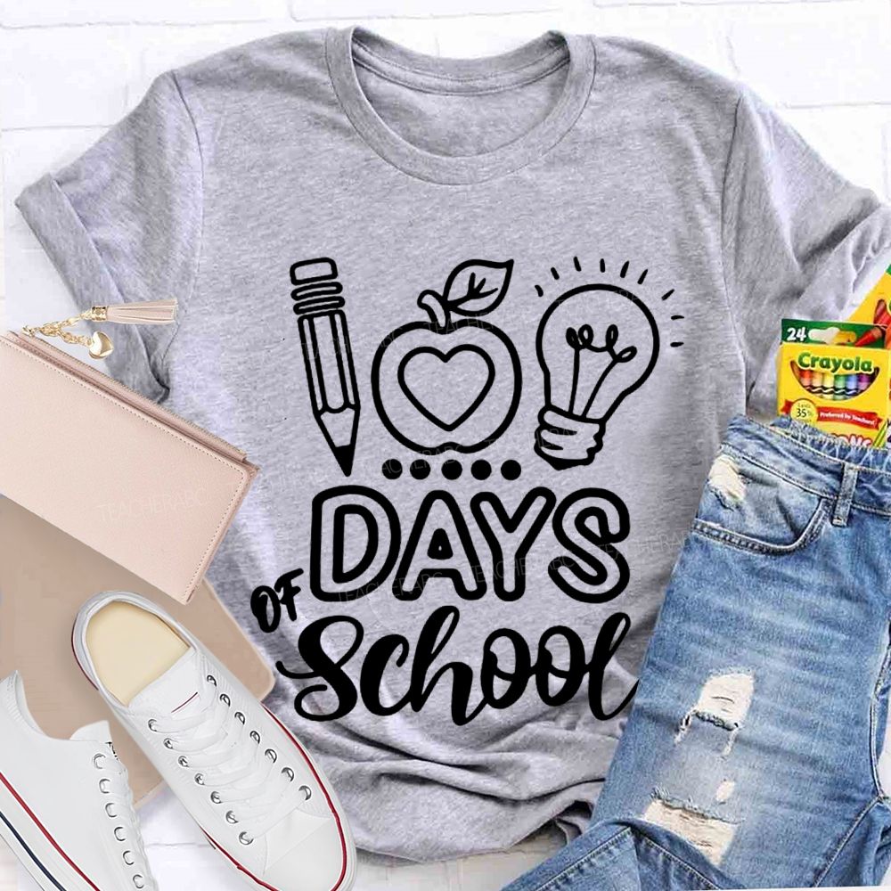 100 Days Of School Apple Bright T-shirt