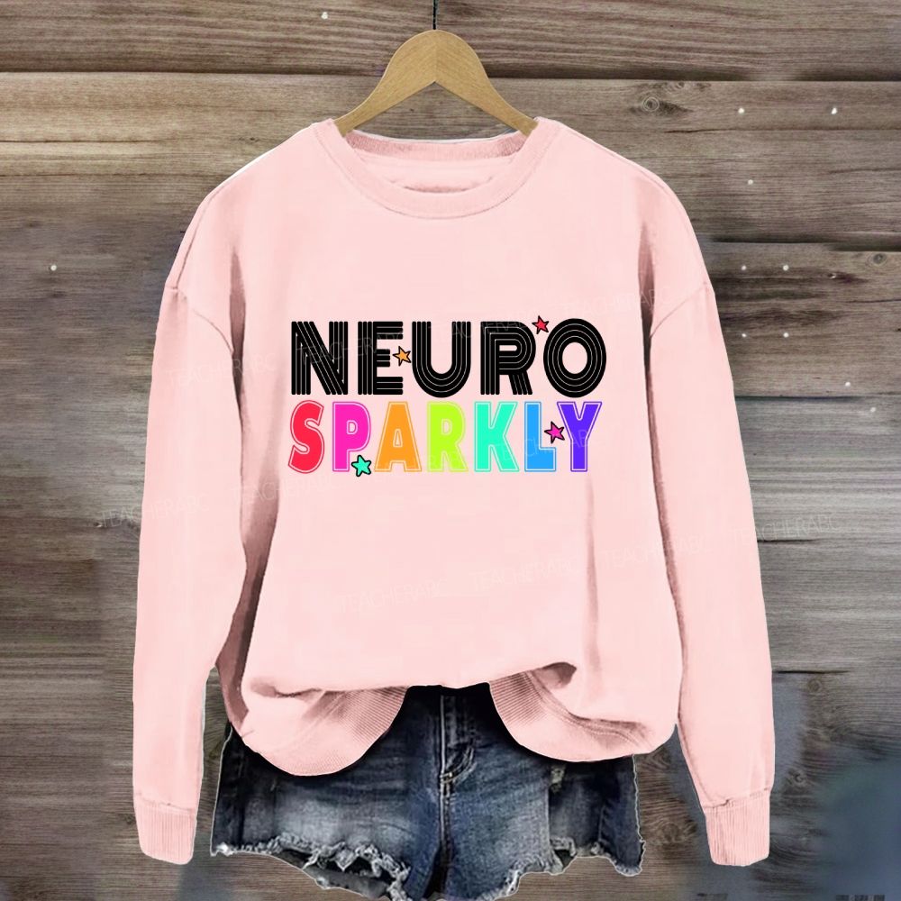 Neuro Sparkly Colored Fonts And Stars Sweatshirt