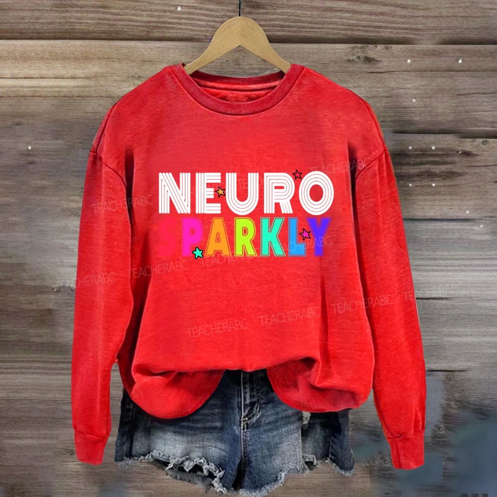 Neuro Sparkly Colored Fonts And Stars Sweatshirt