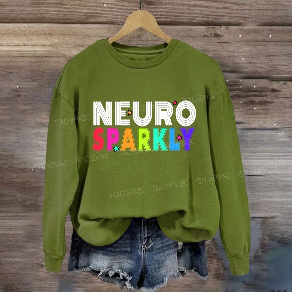 Neuro Sparkly Colored Fonts And Stars Sweatshirt