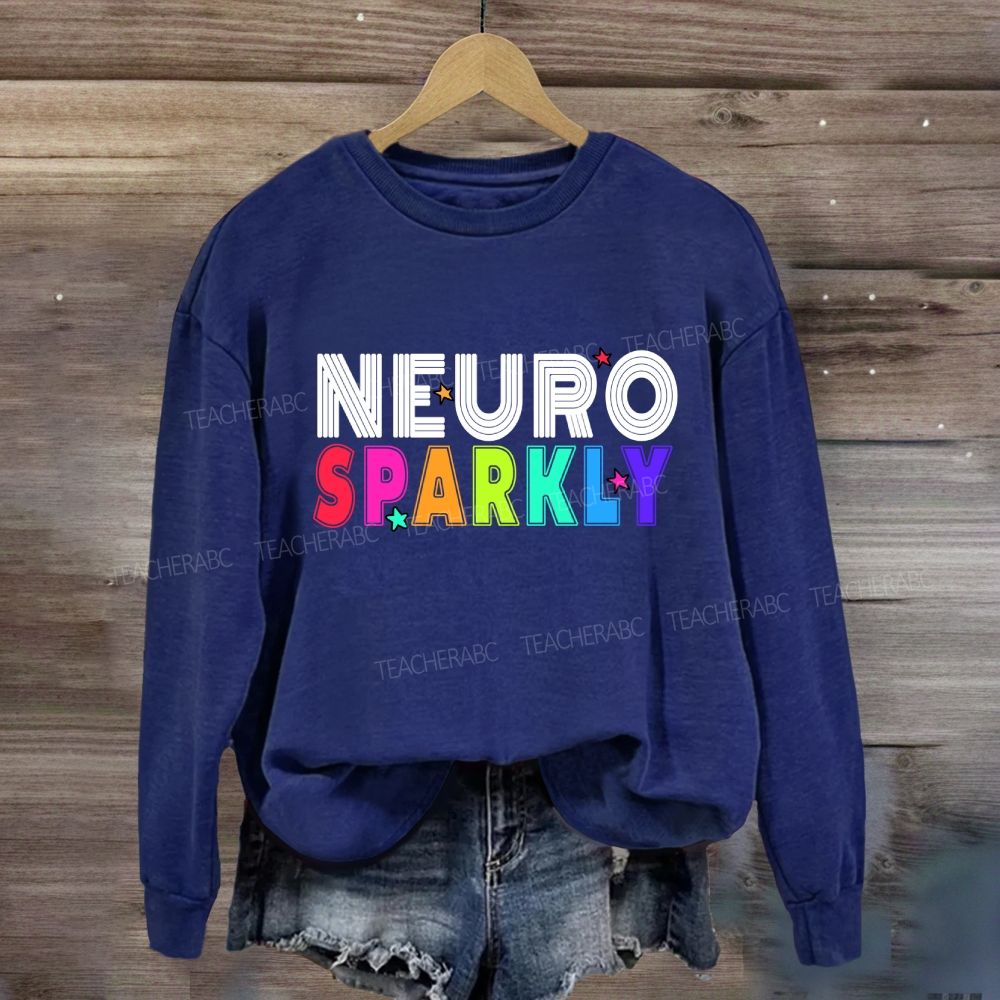 Neuro Sparkly Colored Fonts And Stars Sweatshirt