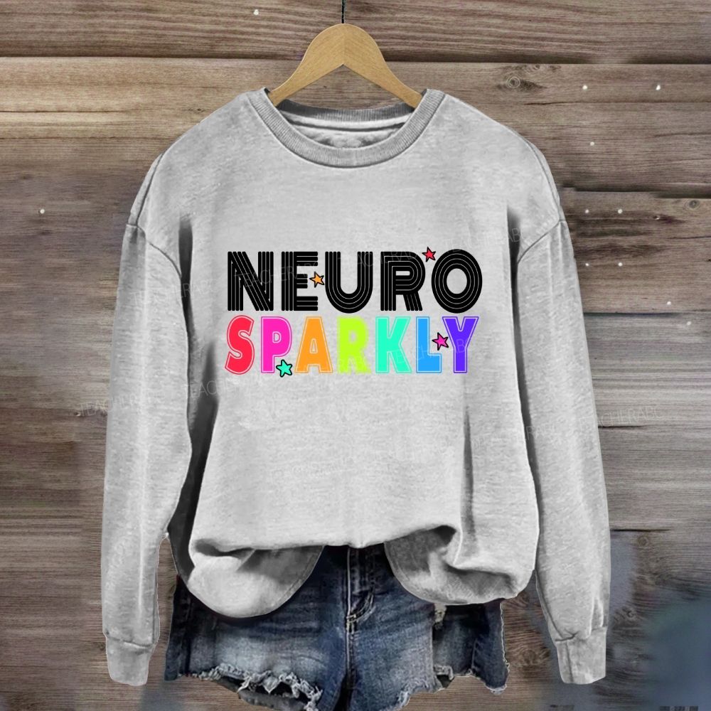 Neuro Sparkly Colored Fonts And Stars Sweatshirt