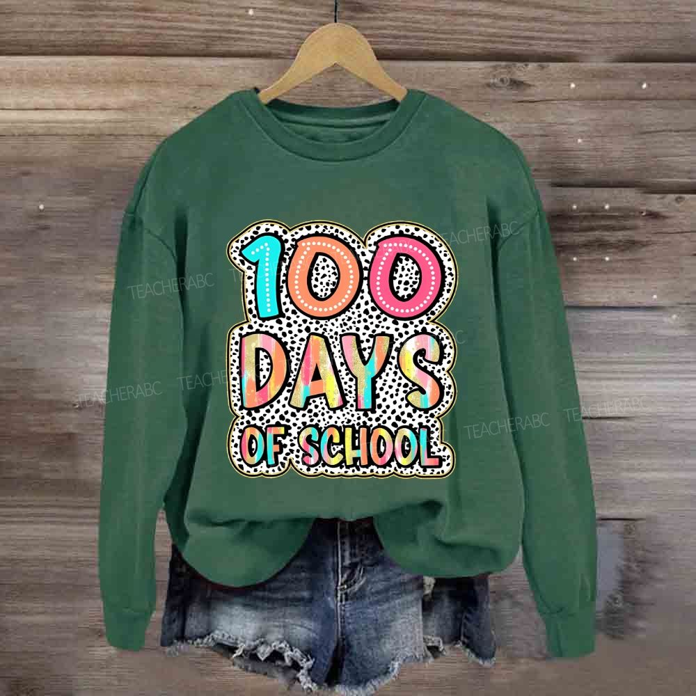 100 Days Of School Polka Dot Printed Sweatshirt