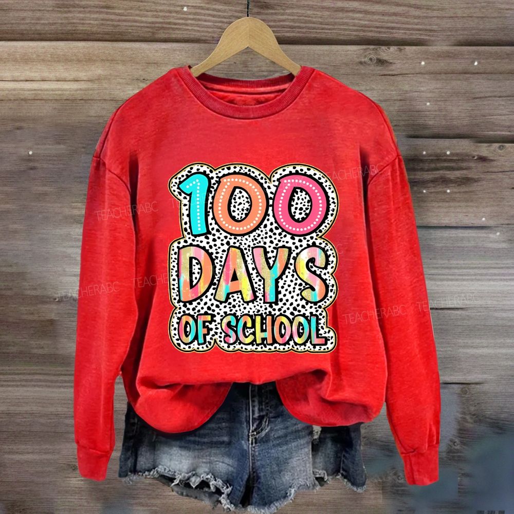 100 Days Of School Polka Dot Printed Sweatshirt