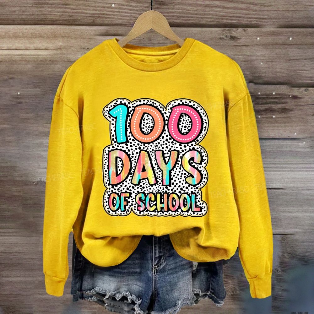 100 Days Of School Polka Dot Printed Sweatshirt