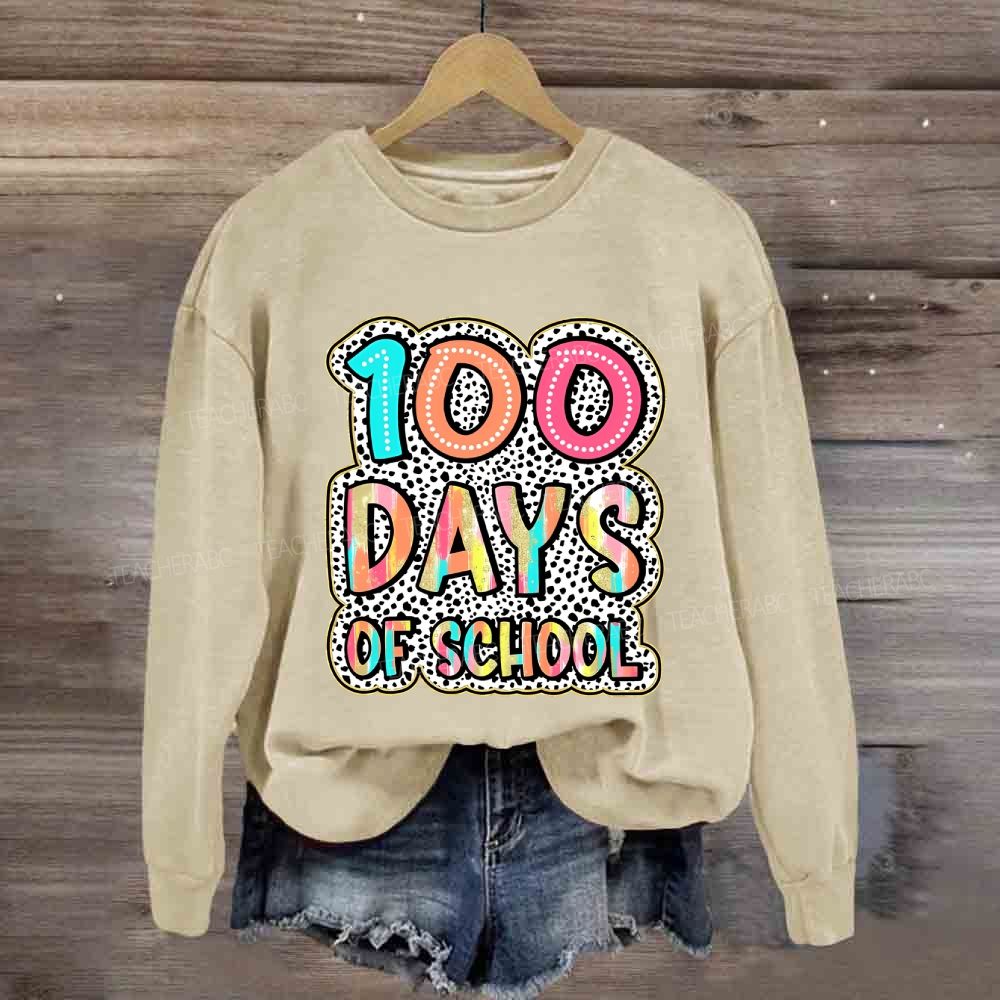 100 Days Of School Polka Dot Printed Sweatshirt