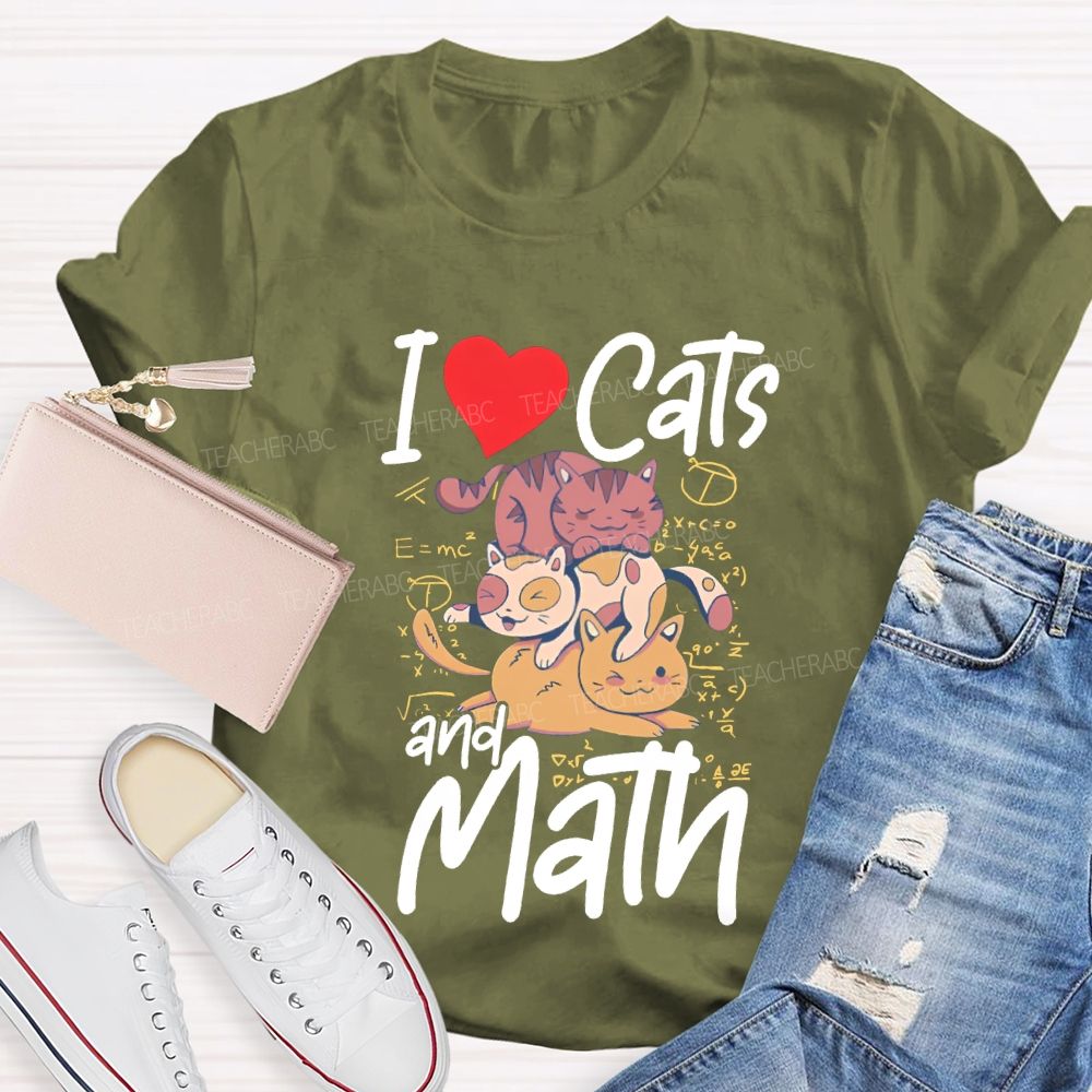 I Love Cats And Math Teacher T-shirt