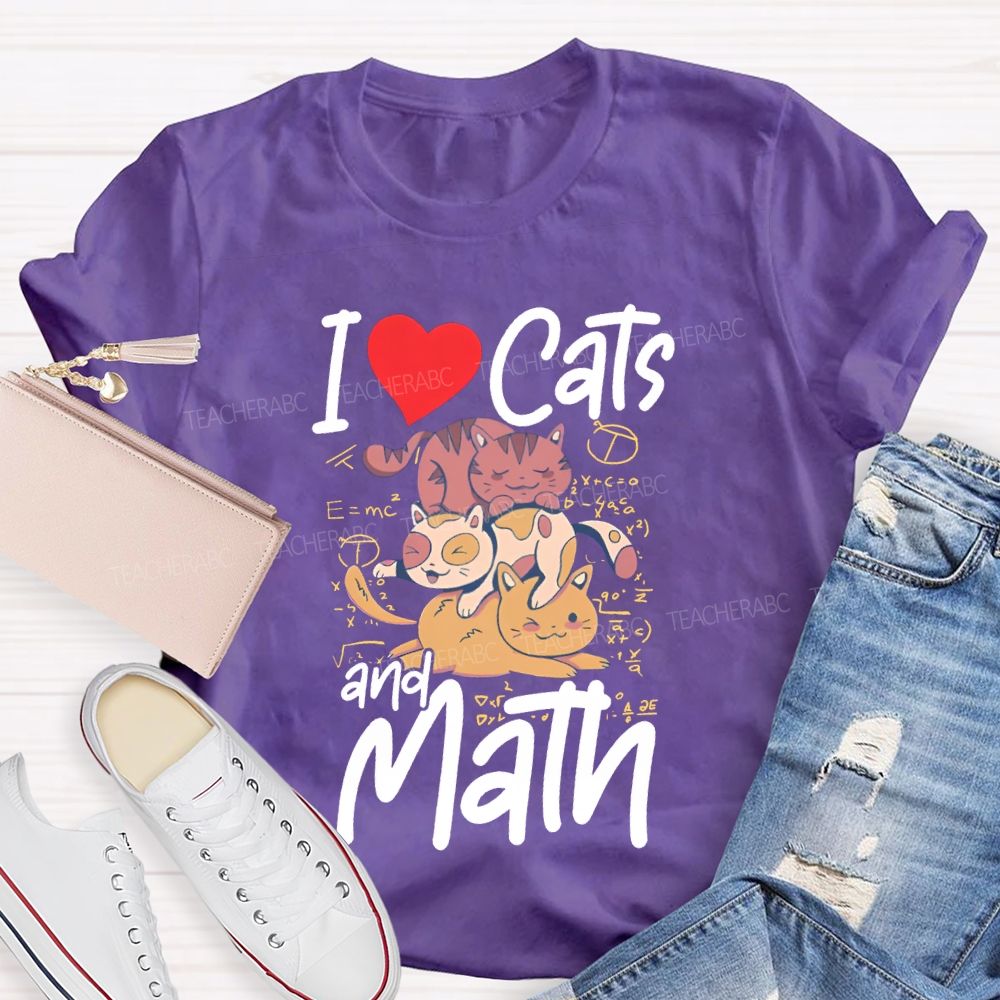 I Love Cats And Math Teacher T-shirt
