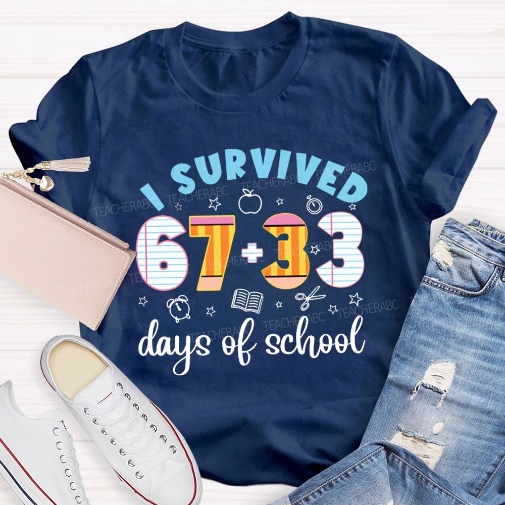 I Survived 100 Days Of School Math Teacher T-shirt