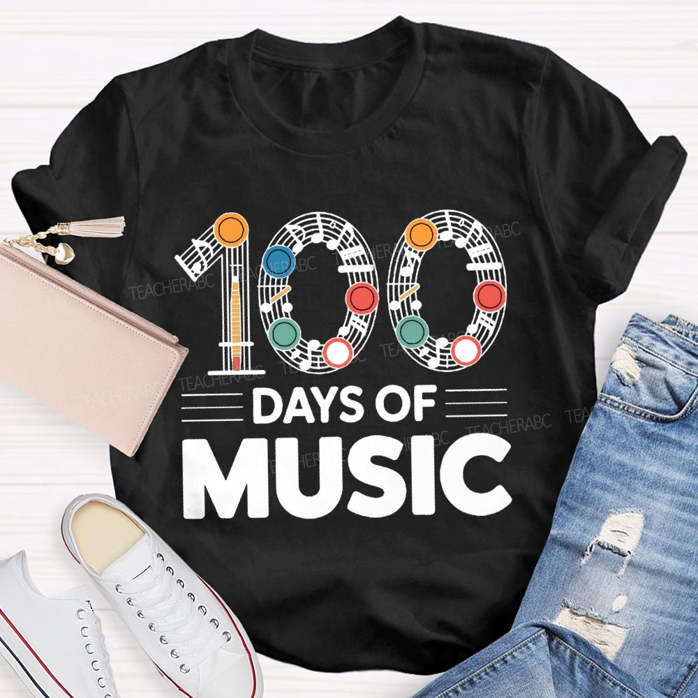 100 Days Of Music Note Music Teacher T-shirt
