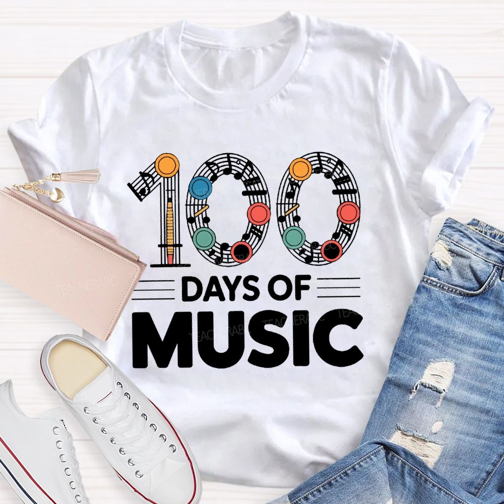 100 Days Of Music Note Music Teacher T-shirt