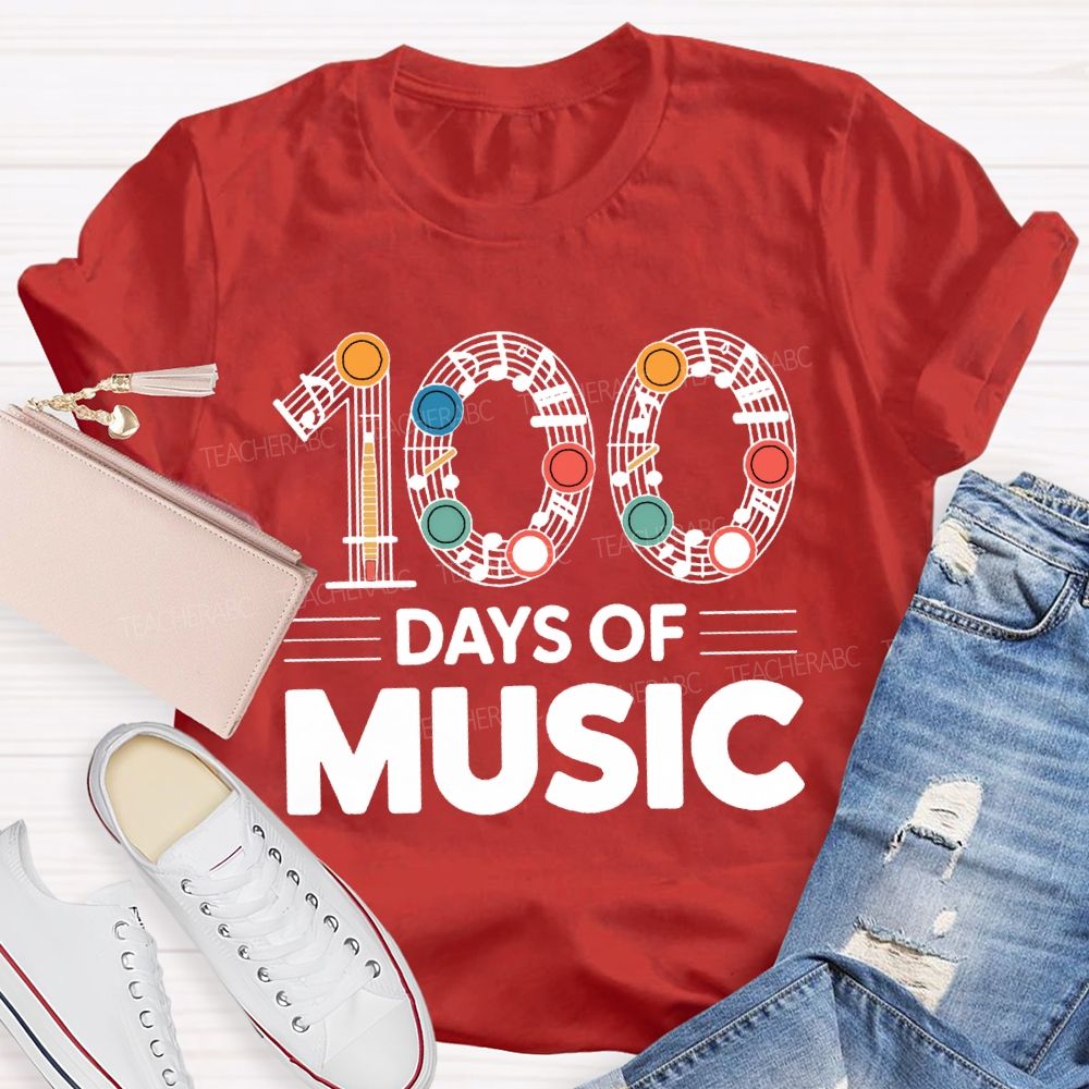 100 Days Of Music Note Music Teacher T-shirt