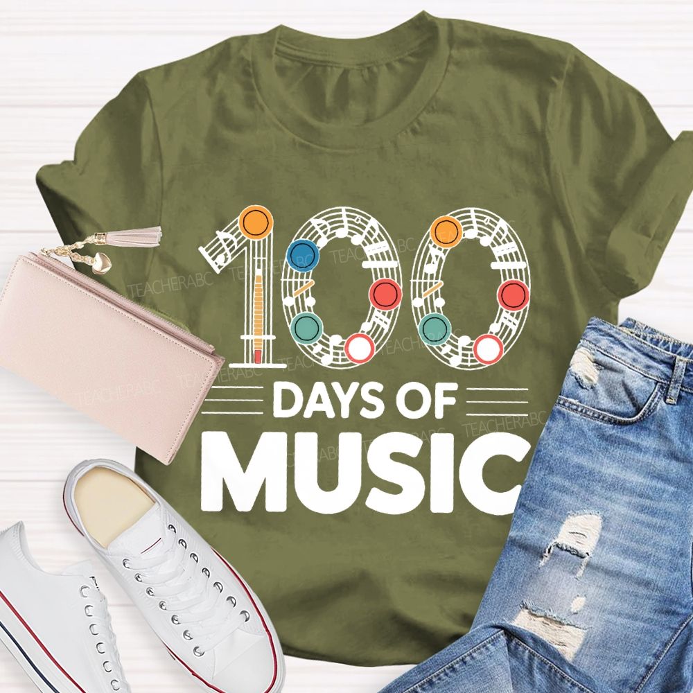100 Days Of Music Note Music Teacher T-shirt