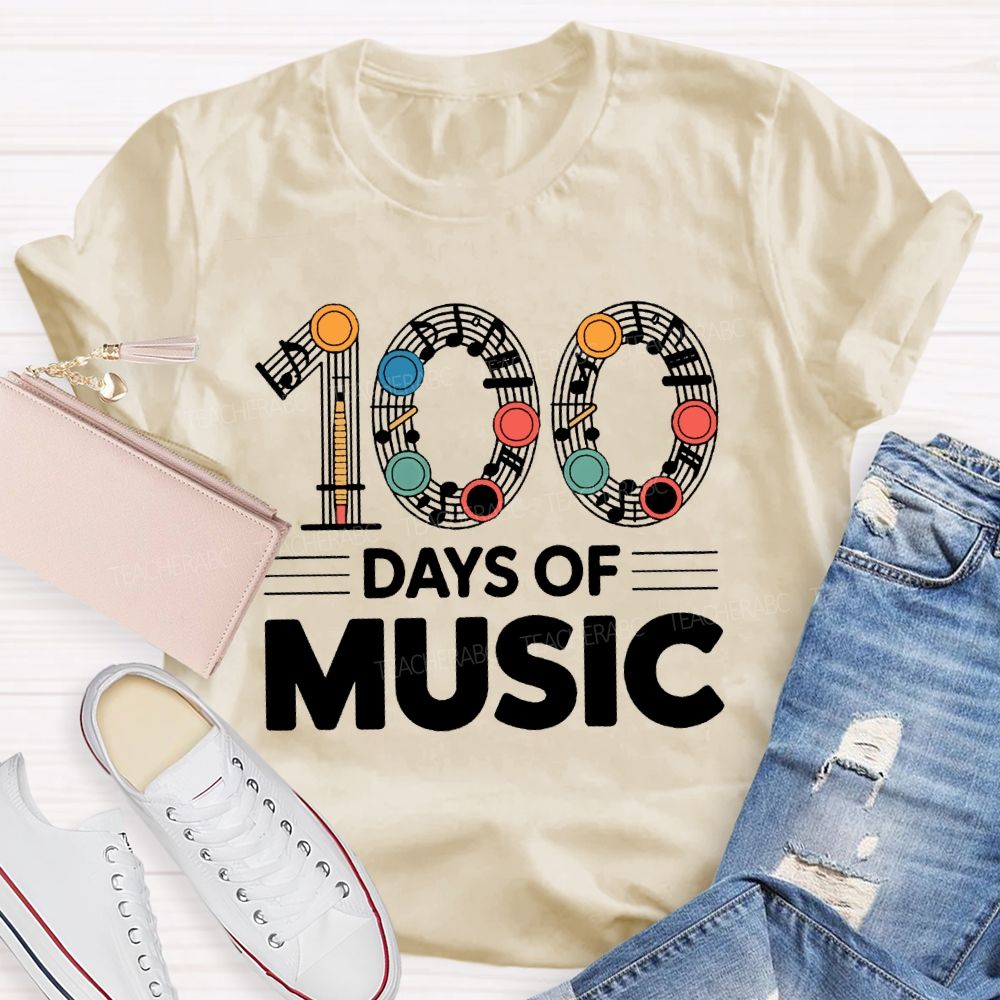 100 Days Of Music Note Music Teacher T-shirt