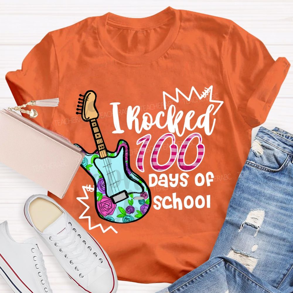 I Rocked 100 Days Of School Guitar Music Teacher T-shirt