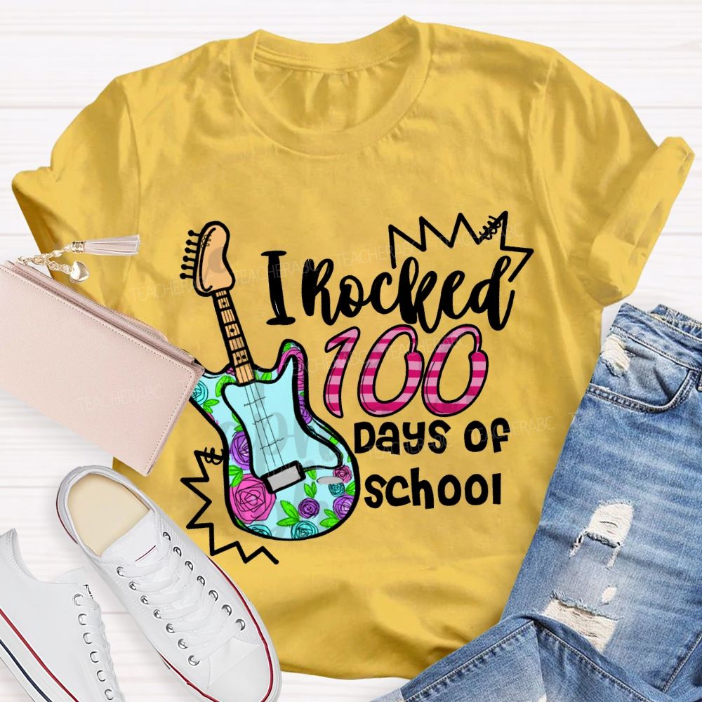 I Rocked 100 Days Of School Guitar Music Teacher T-shirt