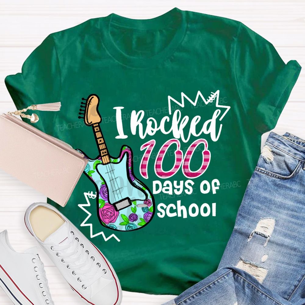 I Rocked 100 Days Of School Guitar Music Teacher T-shirt