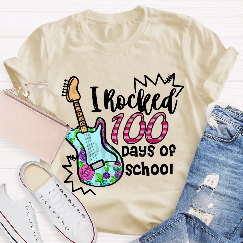 I Rocked 100 Days Of School Guitar Music Teacher T-shirt