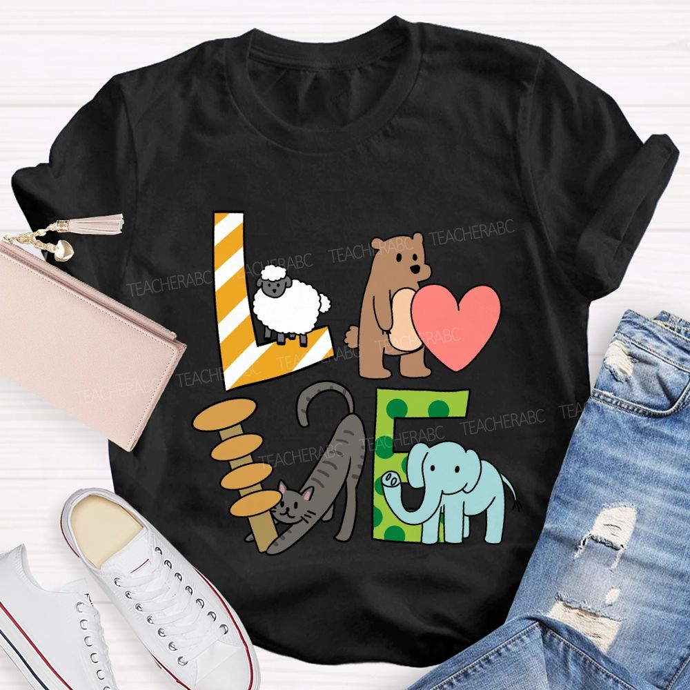 Love Students With Heart Cute Cat T-Shirt