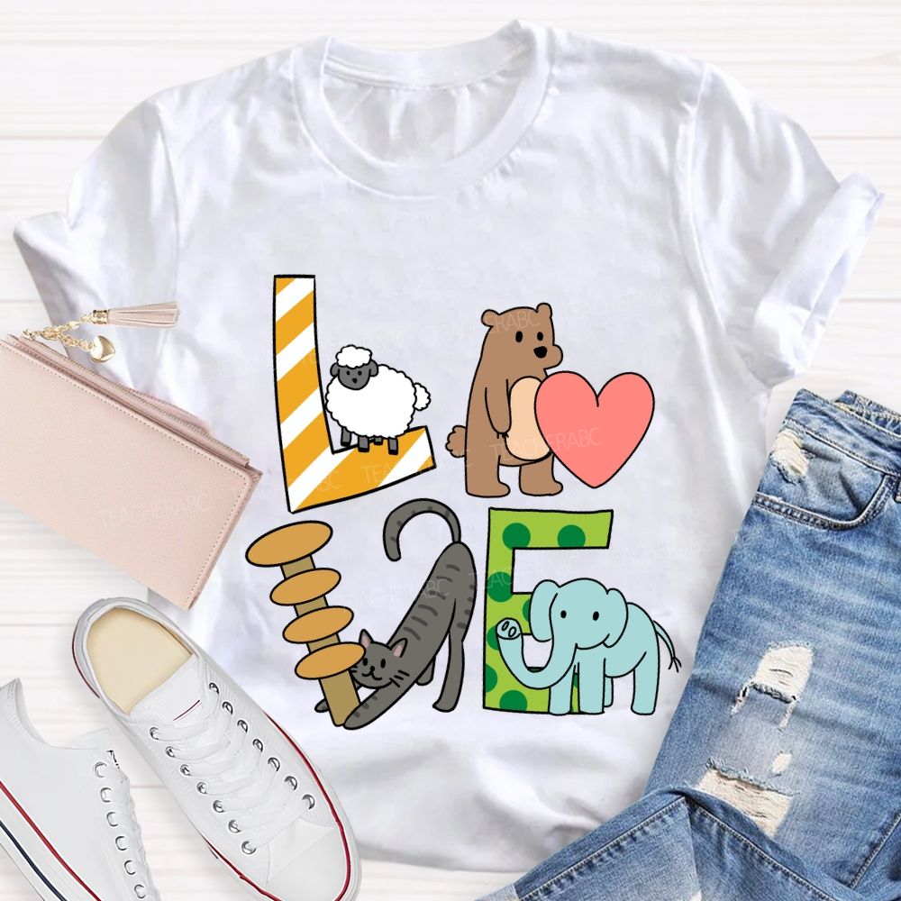Love Students With Heart Cute Cat T-Shirt