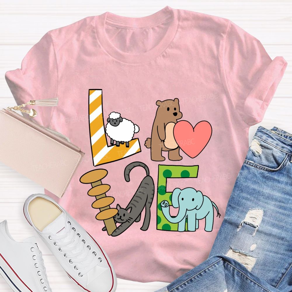 Love Students With Heart Cute Cat T-Shirt