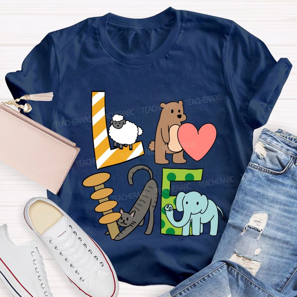 Love Students With Heart Cute Cat T-Shirt