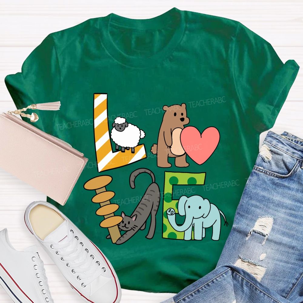 Love Students With Heart Cute Cat T-Shirt