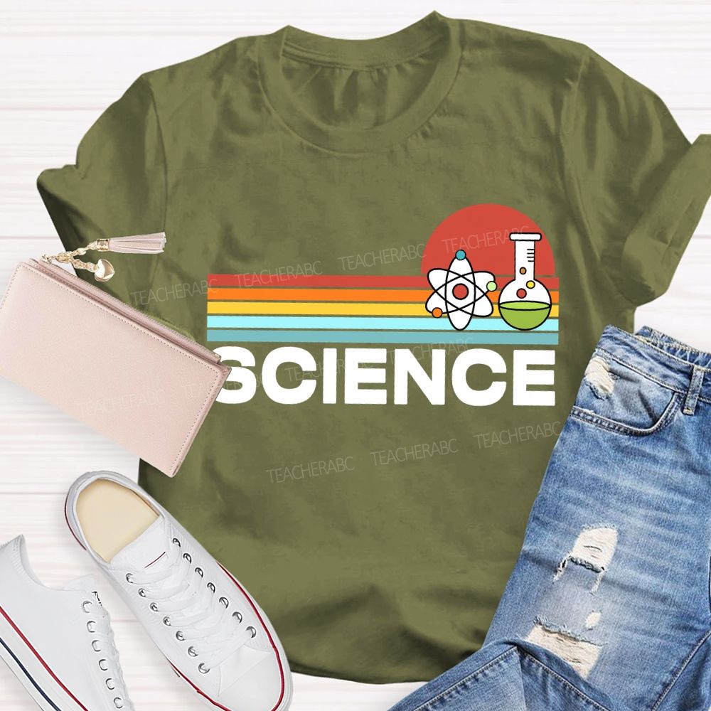 Science Teacher Colorful Line Prints T-shirt
